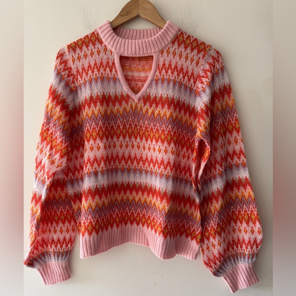VENUS Bright Colors‎ Fair Isle Pattern Sweater